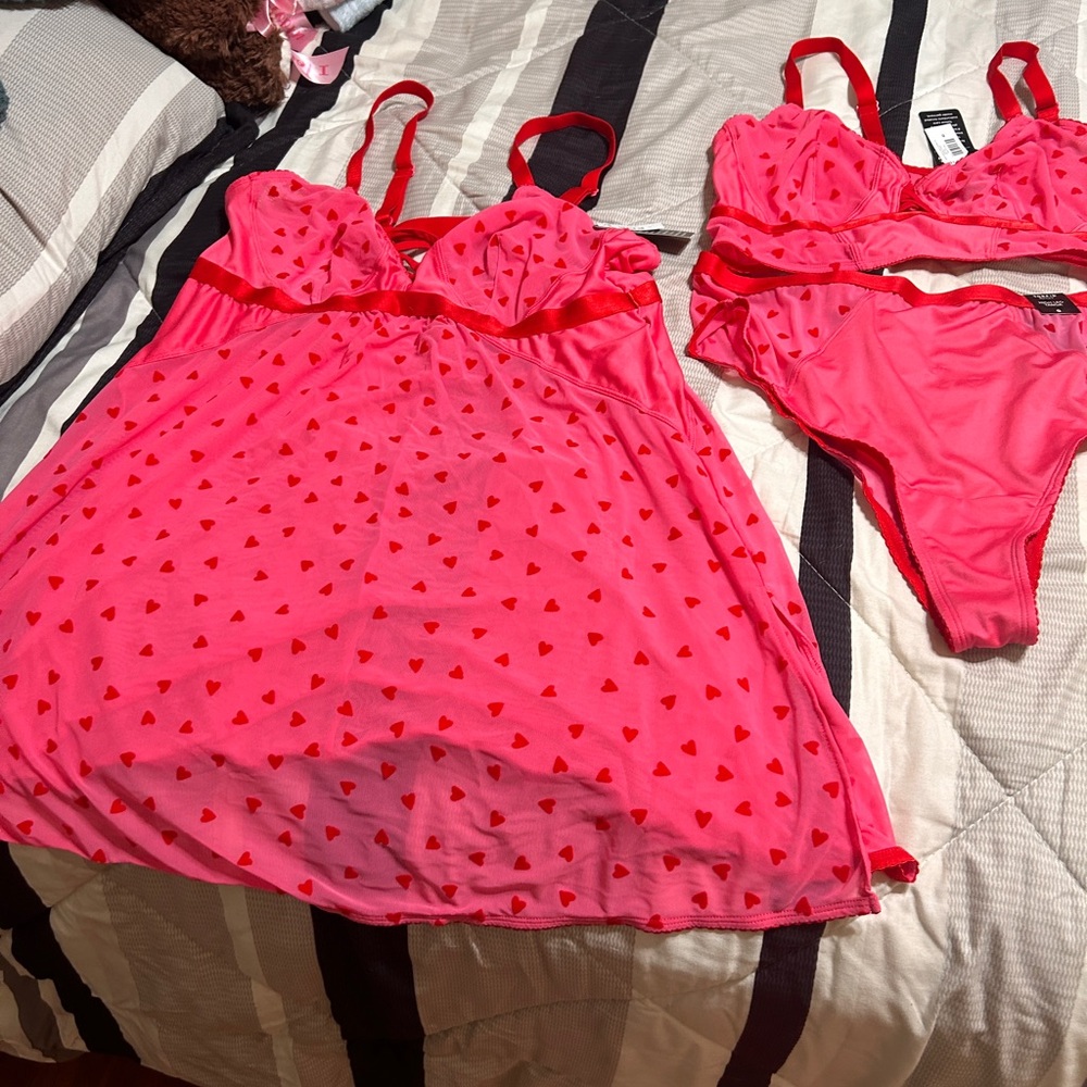 Torrid Pink Heart Chemise and Panty Set